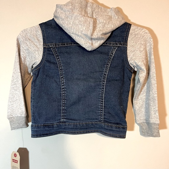 Levi's® Toddler Boys' Indigo Trucker Jacket Med Wash hybrid hoodie  jean jacket - Picture 2 of 10